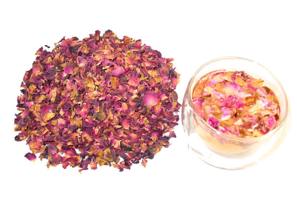 Greenhilltea Rose Petals Dried Flowers in Resealable Pouch, Edible Flowers for Herbal Tea, Rosewater, Baking, Decorating Desserts, 1 OZ bag