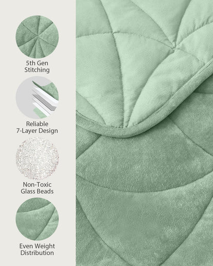 Weighted Lap Blanket 7 lbs for Adults, Luxury Soft Small Weighted Blanket, Compact Portable Weighted Lap Pad for Relaxation, Sleeping, Travel, All-Season Use, Forest Green, 40" x 52"