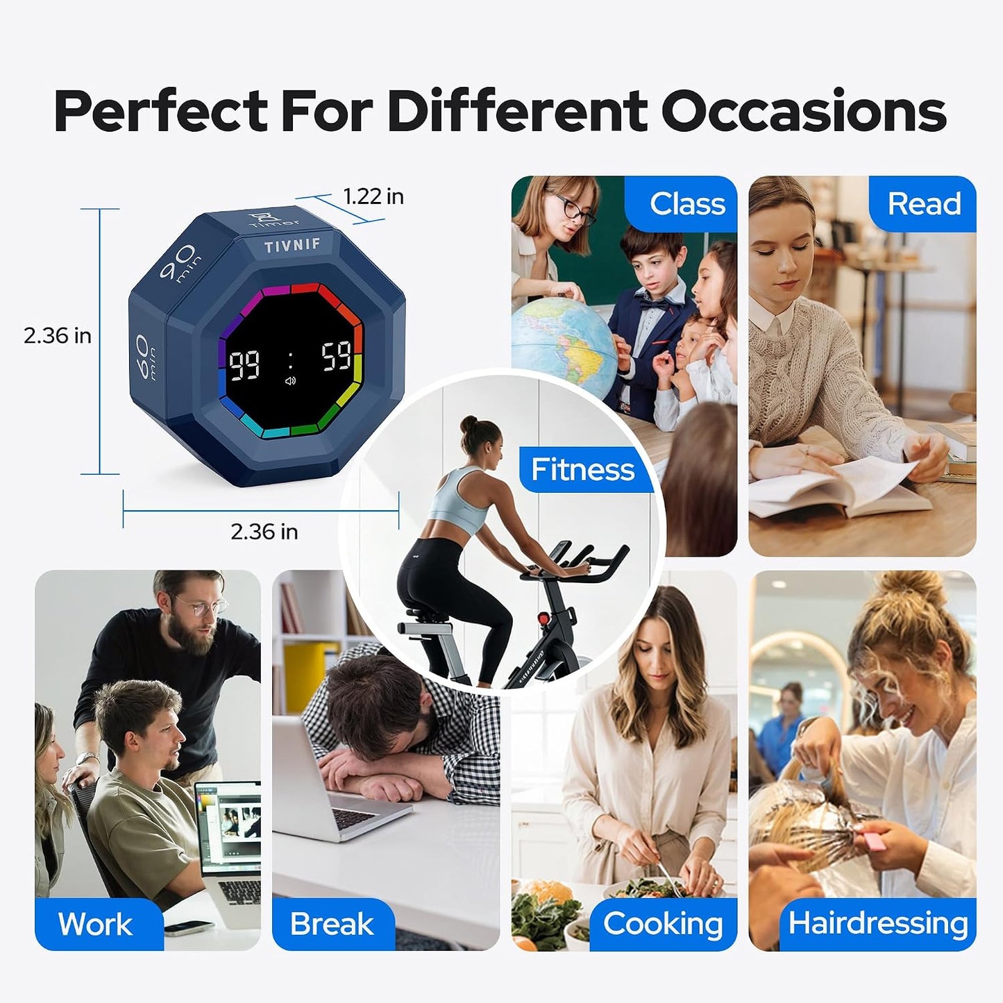 Visual Timer for Kids Kitchen Timer Pomodoro Magnetic Visual Countdown | Smart Gravity Sensing Timer with Large Display Loud Alarm for Study Cooking Classroom Homework Time Management