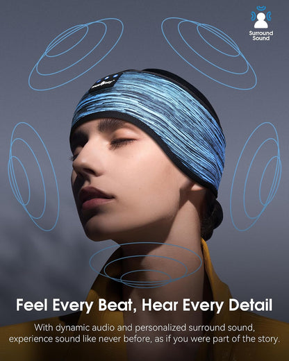 MUSICOZY Sleep Headphones Bluetooth 5.4 Headband, Sports Wireless Earphones Sweat Resistant Earbuds Sleeping Headphone with Ultra-Thin HD Stereo Speaker for Workout Running Cool Gadgets Unique Gifts