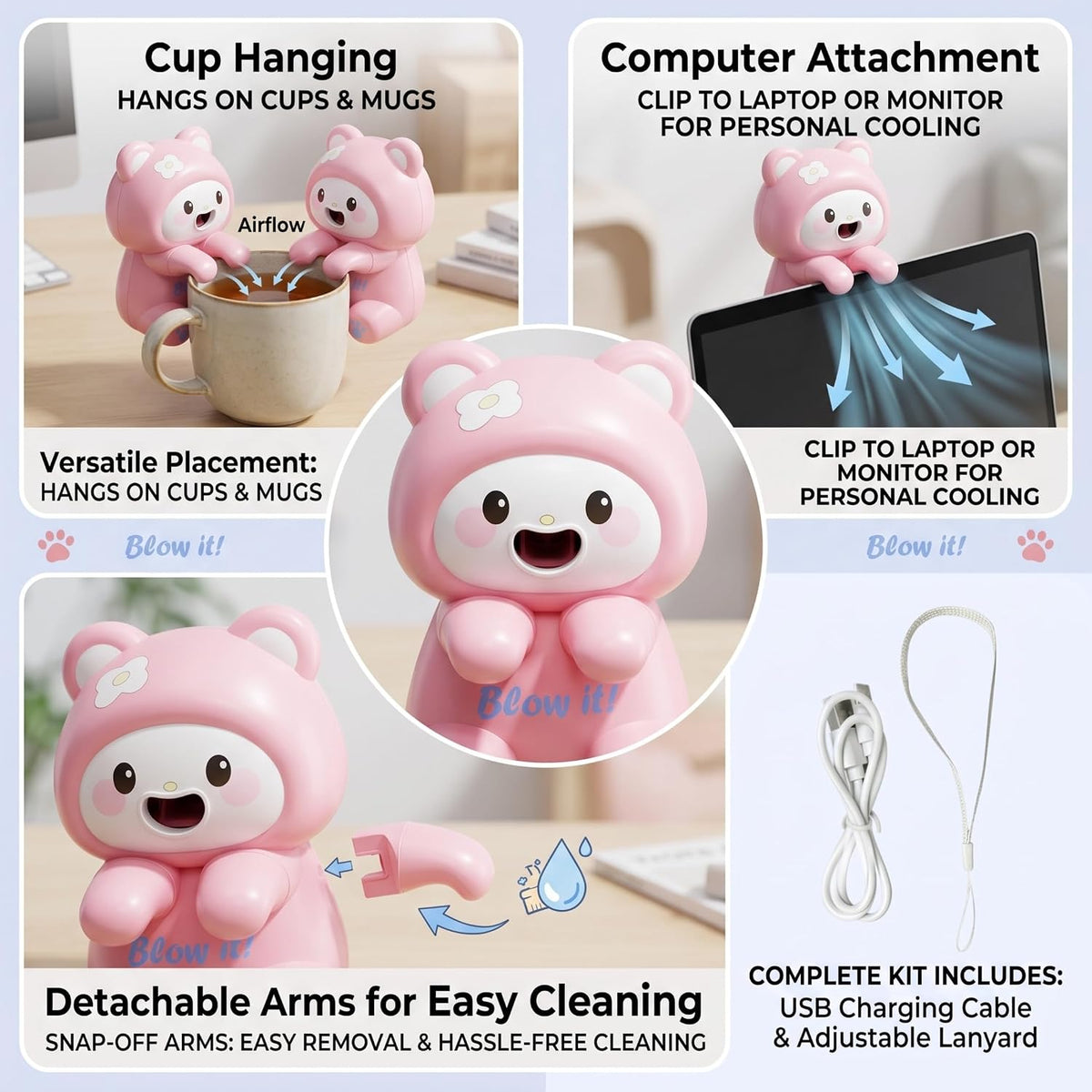 Mini Food Cooling Fan, Clip-on White