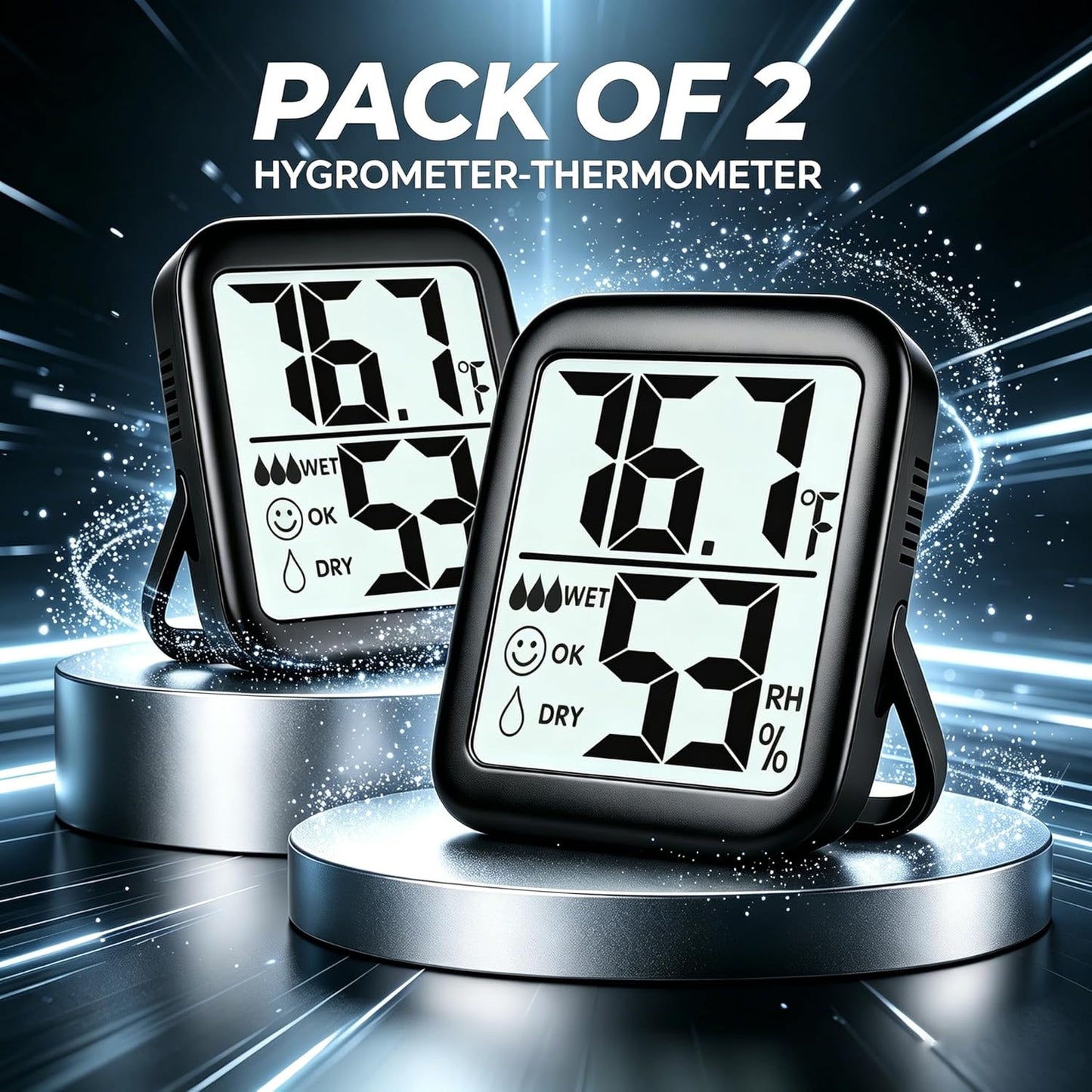 Antonki 2 Pack Room Thermometer for Home, Hygrometer Indoor Humidity Meter Gauge, Digital Temperature and Humidity Monitor Sensor for House, Terrarium, Incubator, Greenhouse - Battery Included