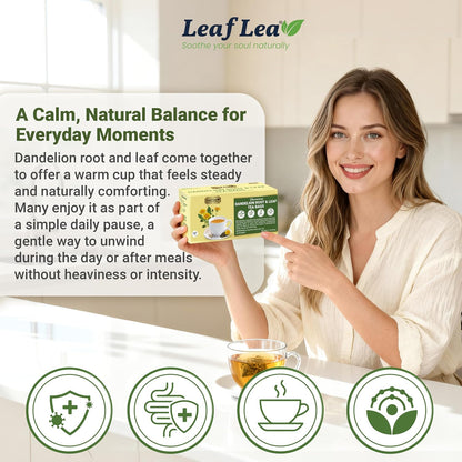 LeafLea Dandelion Root & Leaf Tea Bags, Gut Health Support, 160 Count