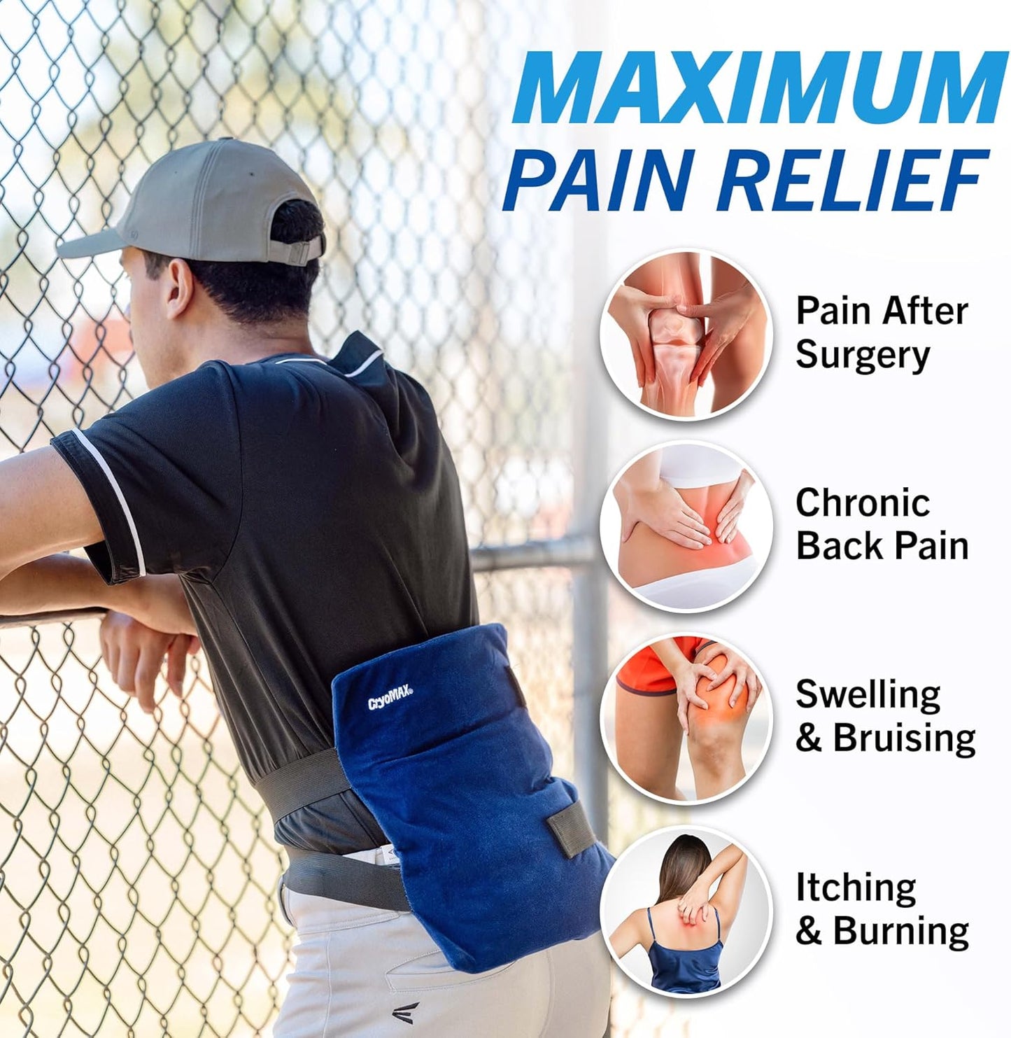 Cryo-Max Cold Pack, 8 Hour Reusable Cold Therapy Ice Pack for Elbows, Knees, Neck + More, Medium, 6" x 12" (1 Count)
