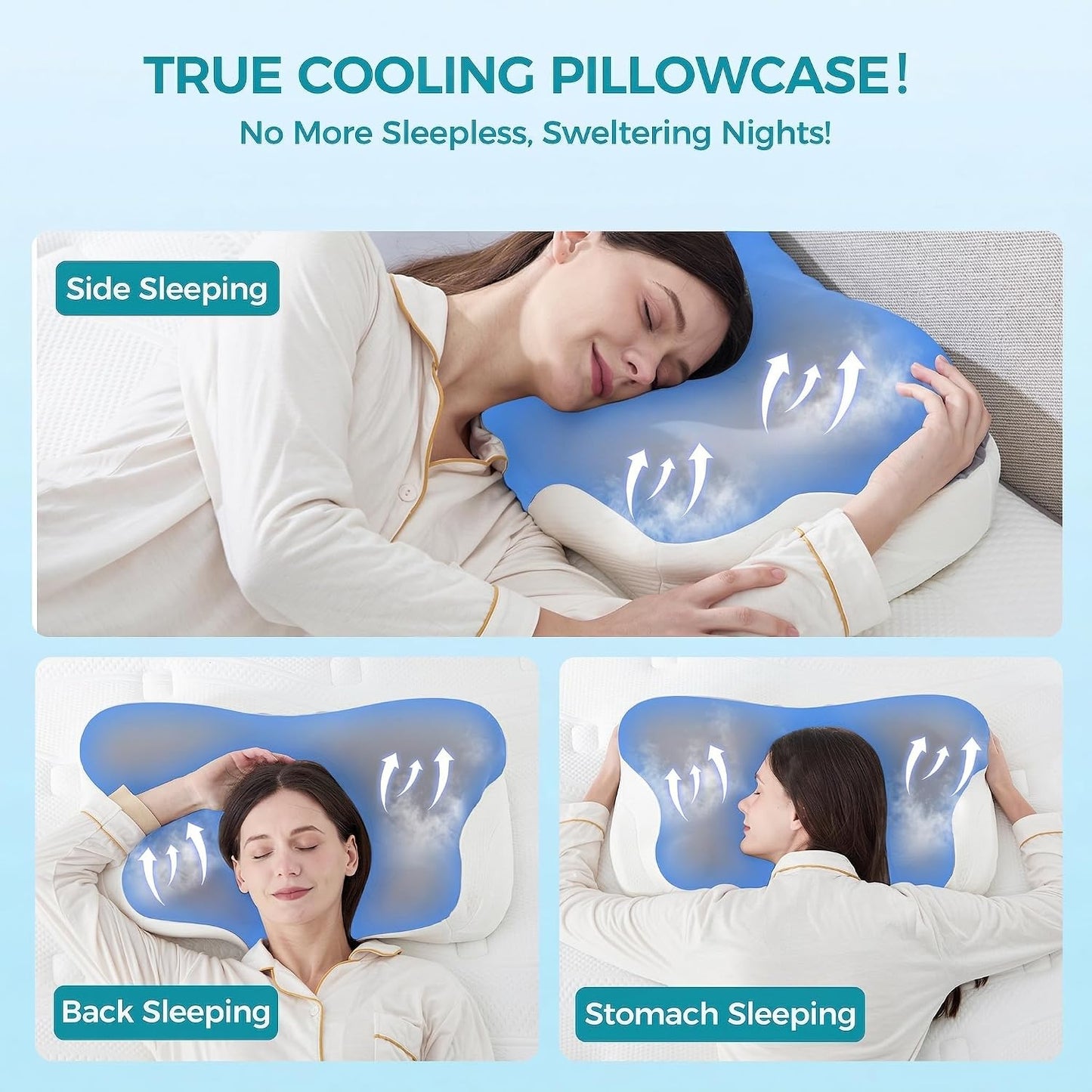 BDEUS Sleep Apnea Pillow, Cervical Neck Pillow for Pain Relief, Ergonomic Side Sleeper Pillow for Adults, Orthopedic Contour Memory Foam Pillow for Neck Support, Anti Snore, Cooling, White