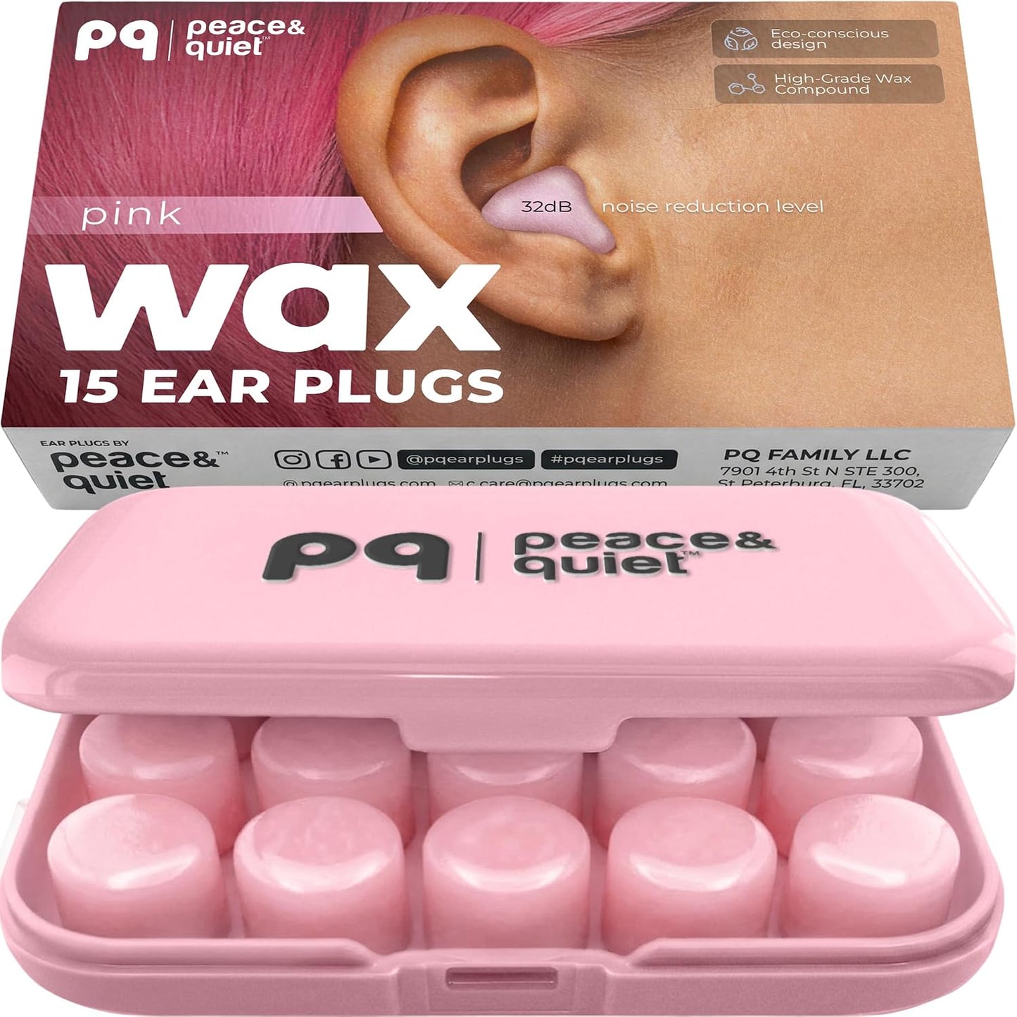 Peace&Quiet | PQ Wax Ear Plugs for Sleeping, Swimming - Soft Noise Cancelling Silicone Gel Wax Earplugs for Sleep and Swimmers, Sound Blocking Level of 32 Db, Color: Blue