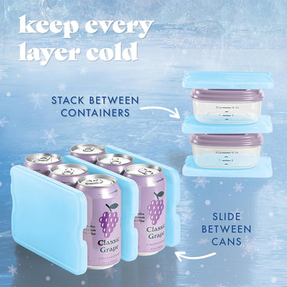 Cool Coolers by Fit & Fresh 4 Pack XL Slim Ice Packs, Quick Freeze Space Saving Reusable Ice Packs for Lunch Boxes or Coolers