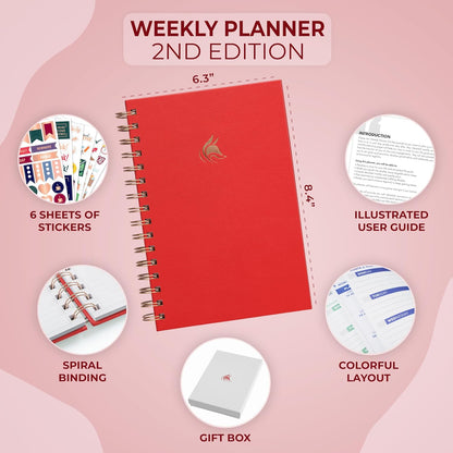 Clever Fox Planner 2nd Edition – Colorful Weekly & Monthly Goal Planner, Time Management & Productivity Organizer, Undated, A5 (Dark Teal)
