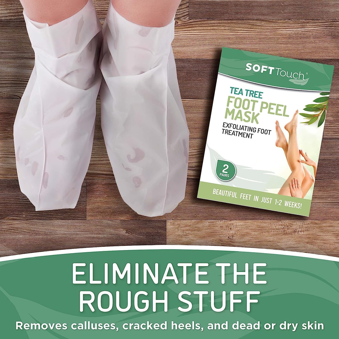 Dermora Soft Touch Foot Peel Mask - Pack of 2 Feet Peeling Masks for Dry, Cracked Heels & Calluses - Exfoliating Foot Mask Peel for Baby Soft Skin (Original)