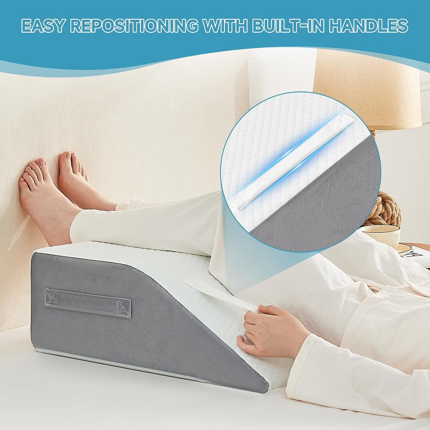 Yojoker 4PCS Orthopedic Bed Wedge Pillow Set for Sleeping, Post Surgery Foam Pillow for Body, Back and Leg Pain Relief, Triangle Adjustable Support Pillow - Acid Reflux, Anti Snoring & GERD Sleeping