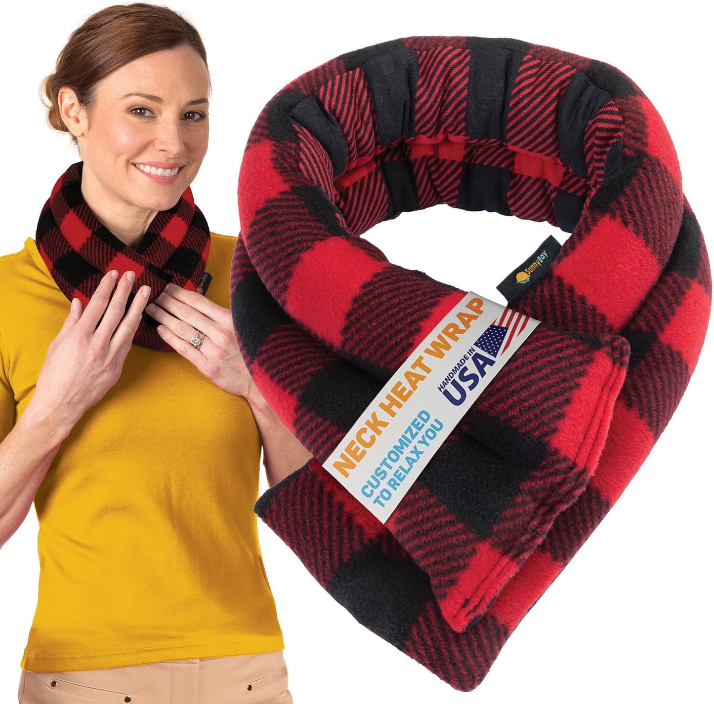 SunnyBay Microwavable Heating Pad for Neck and Shoulder, Heated Neck Wrap, Microwave Heat Pad, Weighted Beanbag Moist Hot or Cold Compress, 2.2 lbs, 26x4 Inches, Navy Blue