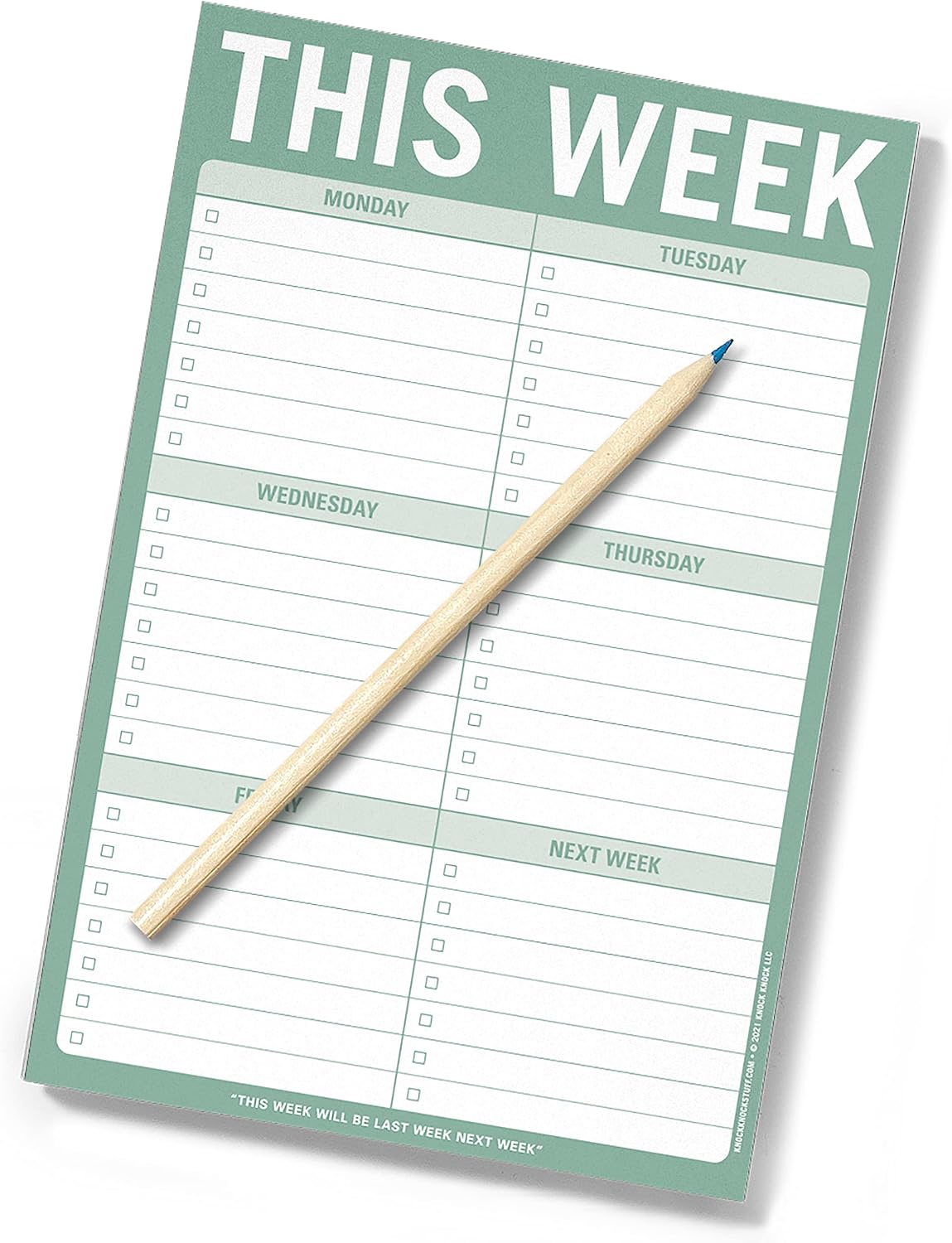 Knock Knock 1-Count This Week Pads, To Do List Notepads, 6 x 9-inches each (Sage Green)
