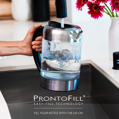 OVENTE 1.8L Glass Electric Kettle Water Boiler, Silver KG751S