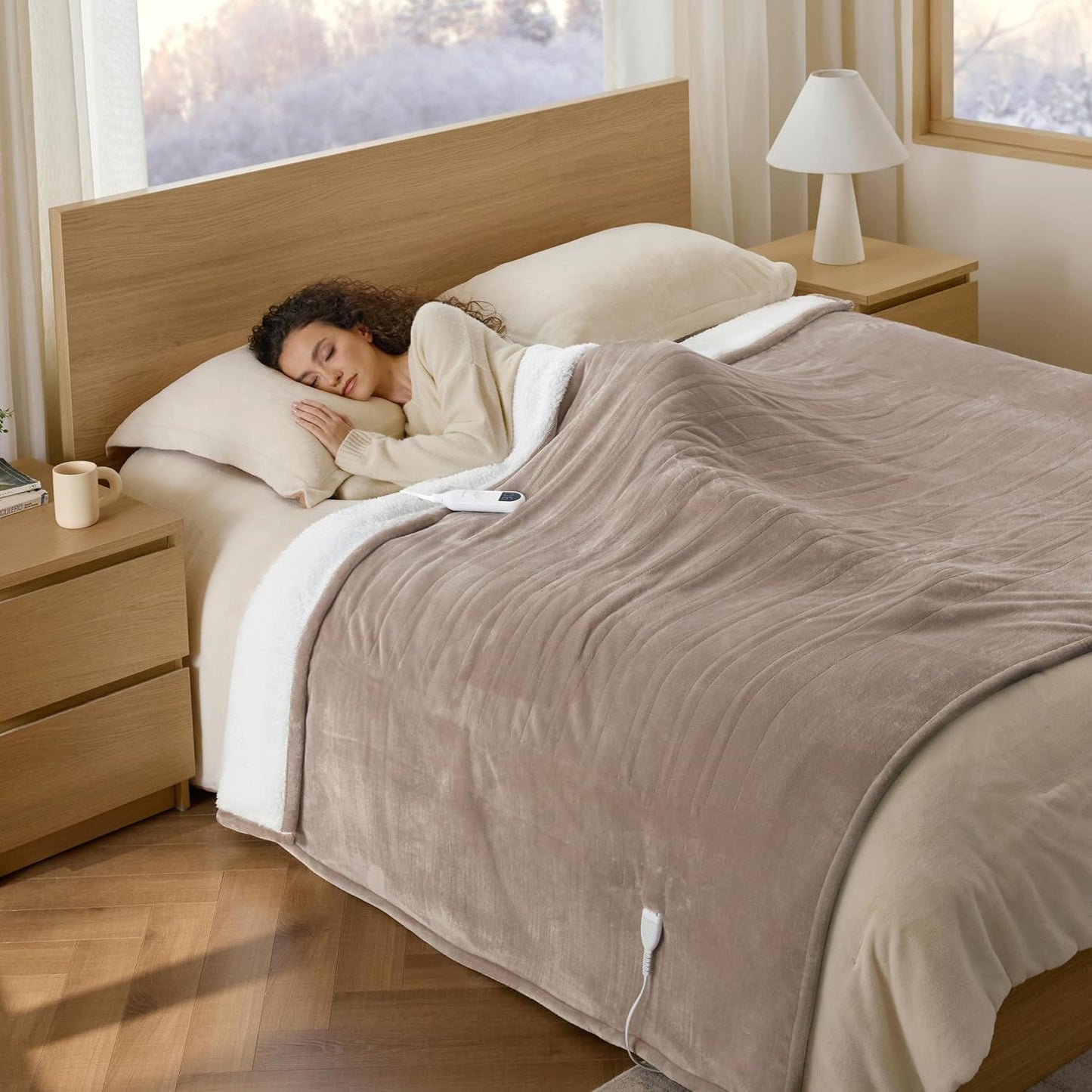 Bedsure Heated Blanket Throw Blanket with Preheat Function - Fast Heating Electric Blanket, Soft Flannel Throw with 6 Time Settings(Up to 10H), 6 Heating Settings, Gifts for Grandma (50"x60", Cream)