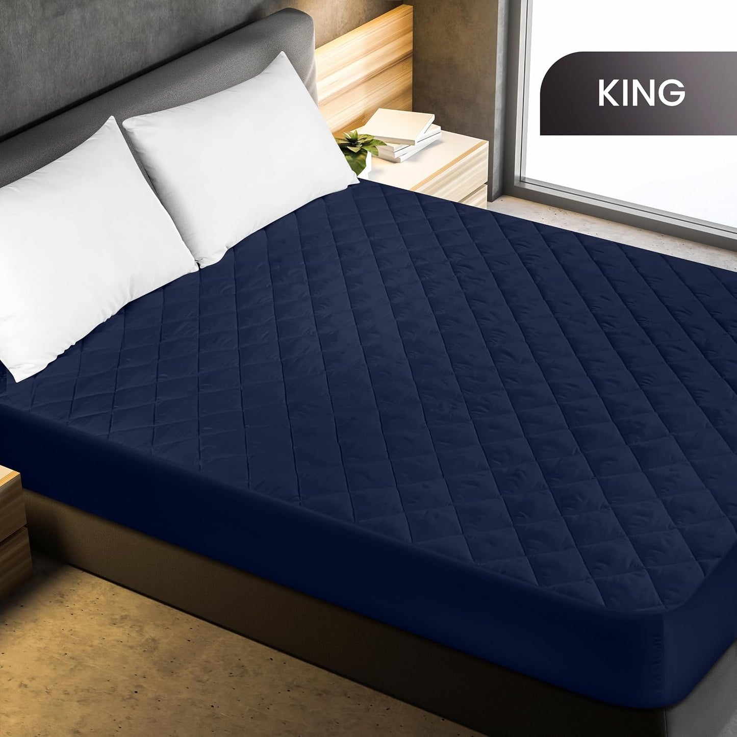 Quilted Fitted Mattress Pad, Queen Mattress Protector Topper with Deep Pocket Stretches up to 16 Inches, Machine Washable Mattress Cover by Utopia Bedding (White)