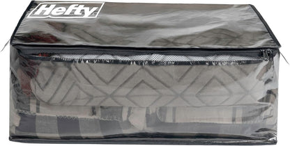 Hefty Storage Bags Extra Large Double Zipper Backpack, Heavy Duty Water Resistant Moving Totes with Shoulder Straps, Foldable Reusable Packing Organizers, (X-Large Black)