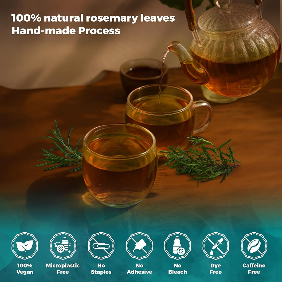 Lavitali, Rosemary Leaves Tea Bags | 60 bags, 100% Pure Herbal Tea | Caffeine-Free, No Sugar, Eco-Friendly Filter Bags | Daily Natural Botanical, Hot or Iced Herbal Infusion
