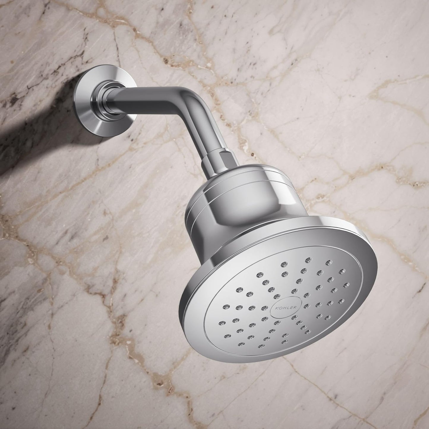 KOHLER 33631-Y-BN Cinq Round Single-Function Filtered Showerhead, Five-Layer Filtration, 2.5 GPM, Full Coverage Spray, Premium Durable Material, Vibrant Brushed Nickel
