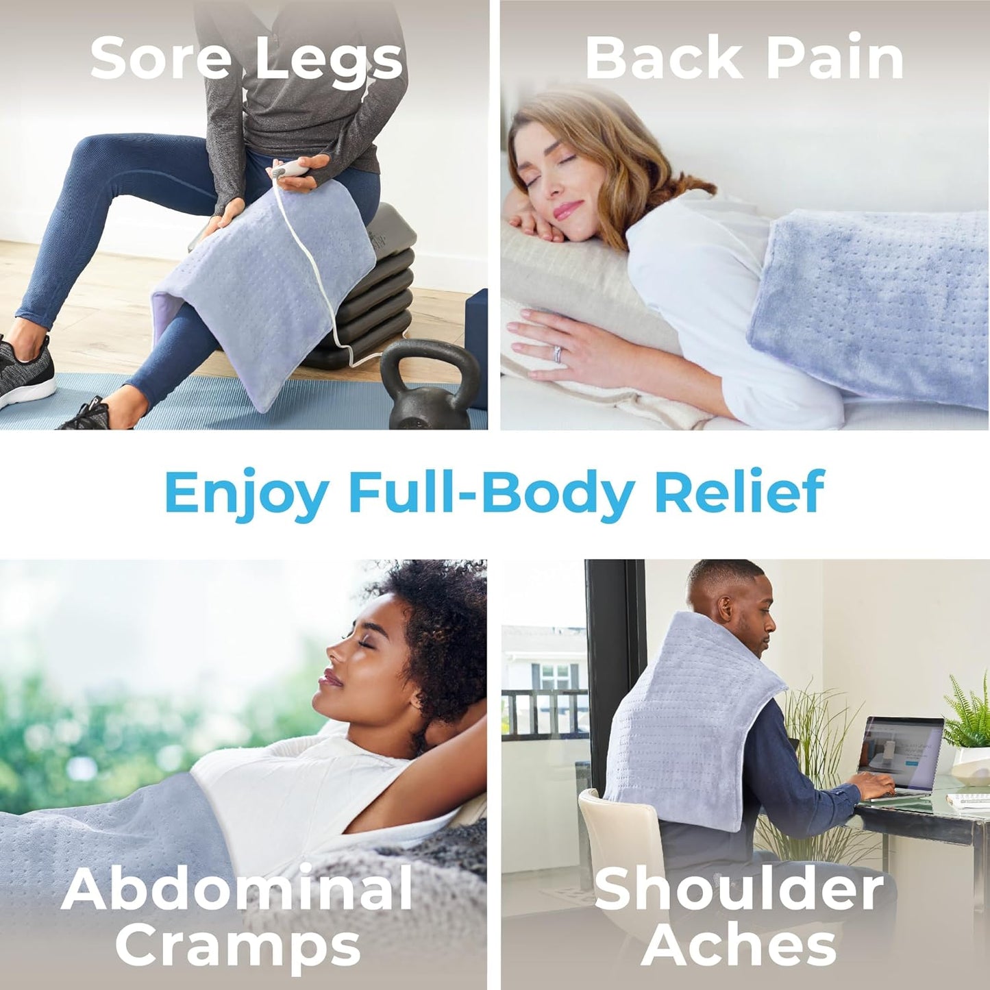 Pure Enrichment PureRelief Ultra-Wide Microplush Heating Pad - 20” x 24” XXL Size & 6 Heat Settings for Temporary Neck, Shoulder & Back Pain Relief - Moist Heat Option & Machine Washable (Gray)