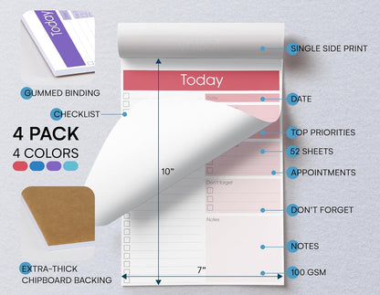 Better Office Products To Do List Notepad, 7" x 10" Today Note Pad, 52 Sheets, Daily Agenda Productivity Checklist Organizer (1 Pack)