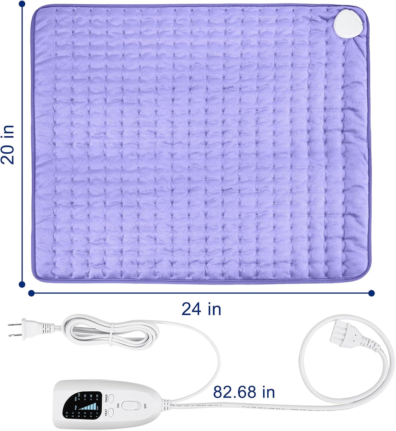 Electric Heating pad with 6 Heat Settings, Auto Shut Off, Dry Electric Heating for Back Neck Knee Arms Legs Shoulder Heat Pads for Christmas Birthday Father Mother's Day (24"X12", Gray Green)