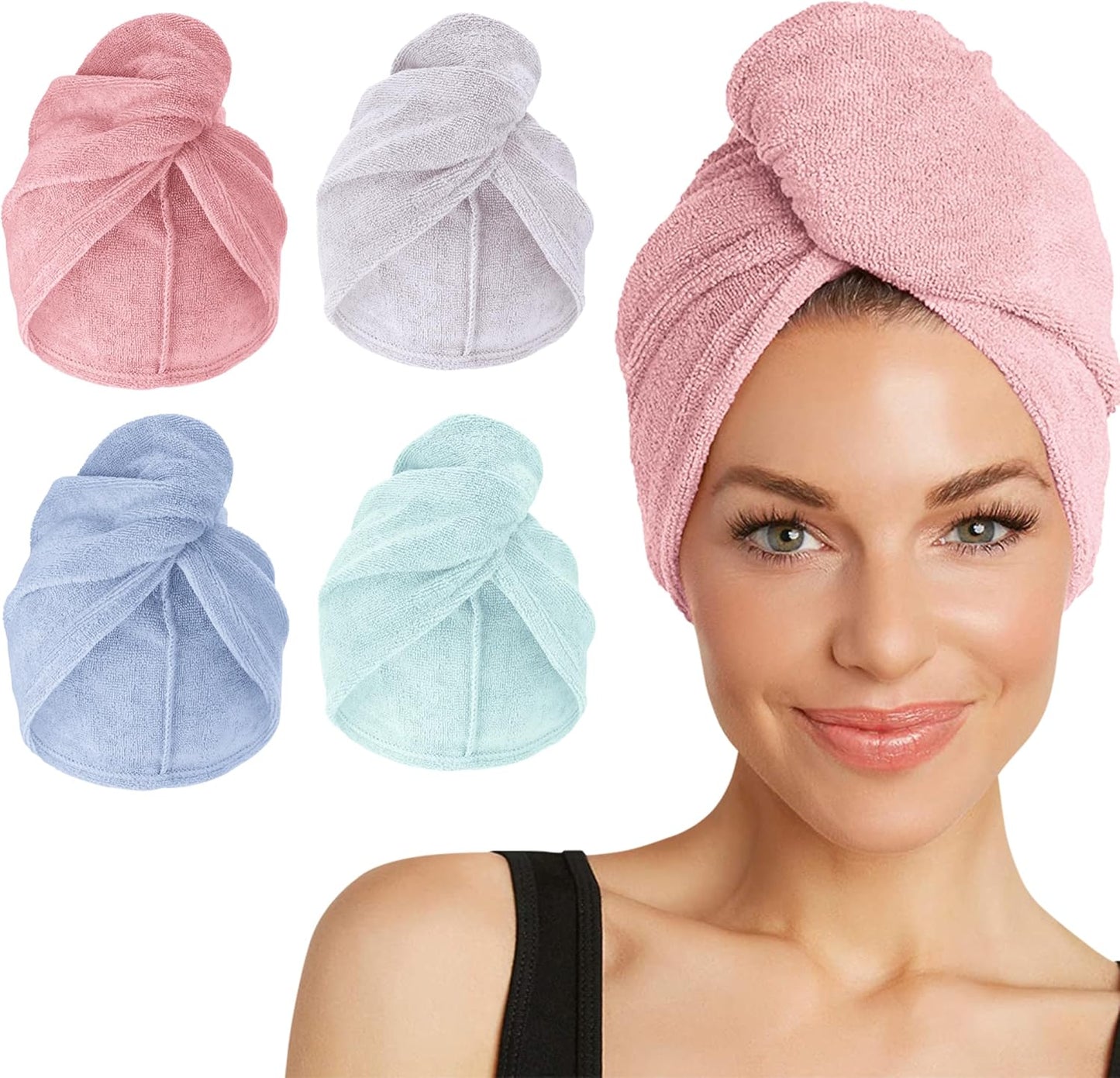 Turbie Twist 2-Pack Microfiber Hair Towel for Beauty, Travel, Gifting - Hair Wrap Turban for Straight, Wavy & Curly Hair - Premium Personal Care - Dark Purple & Light Purple