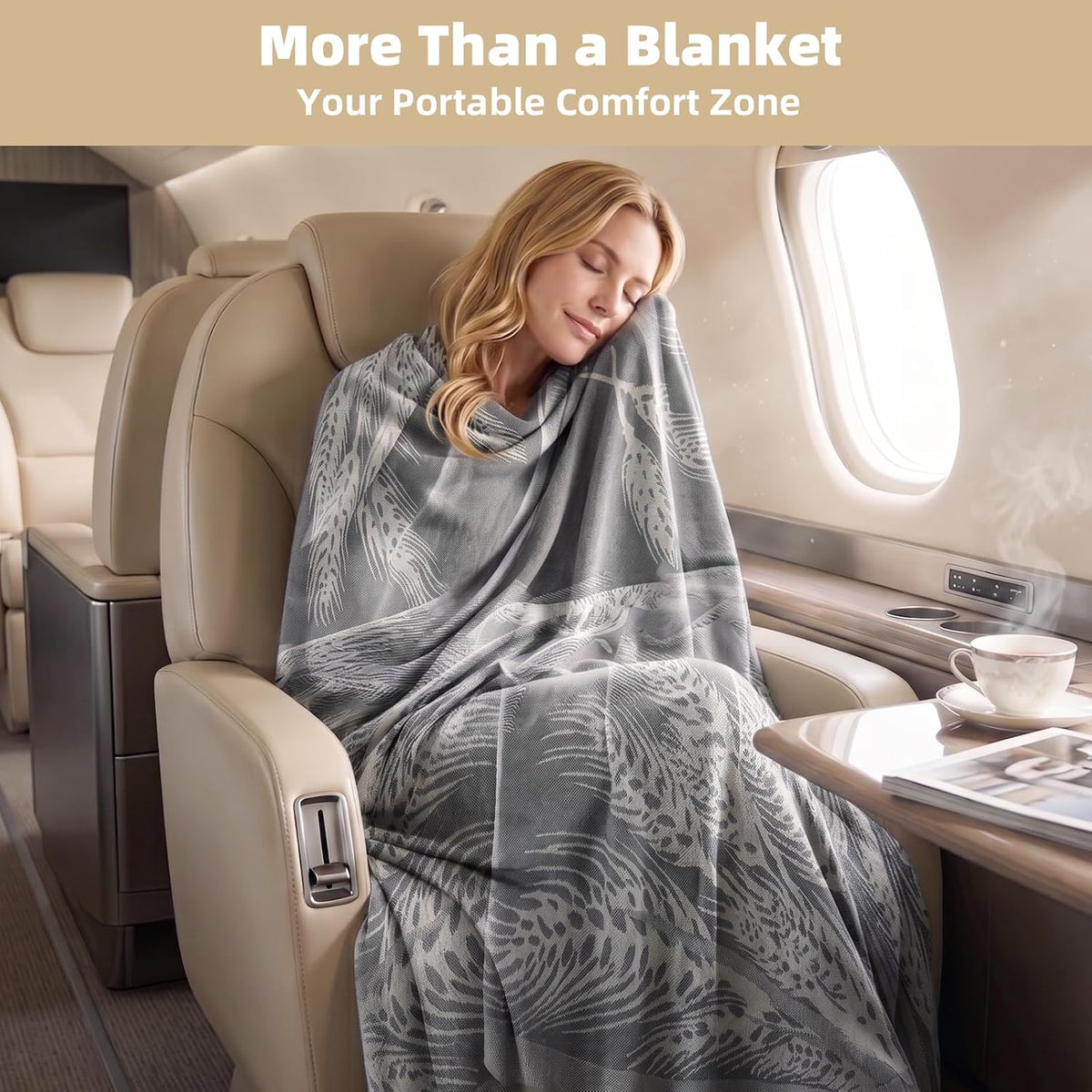 Travel Blanket Airplane - Ultra Soft & Lightweight Knit Design