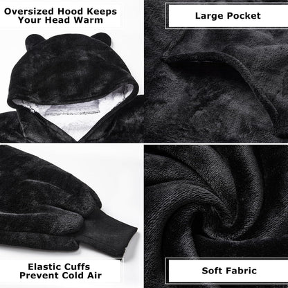 THREE POODLE Wearable Blanket Hoodie for Women, Oversized Sherpa Sweatshirt Blanket for Adults Men, Cozy Hooded Blankets, Gifts for Teen Girls Women Mom Sister