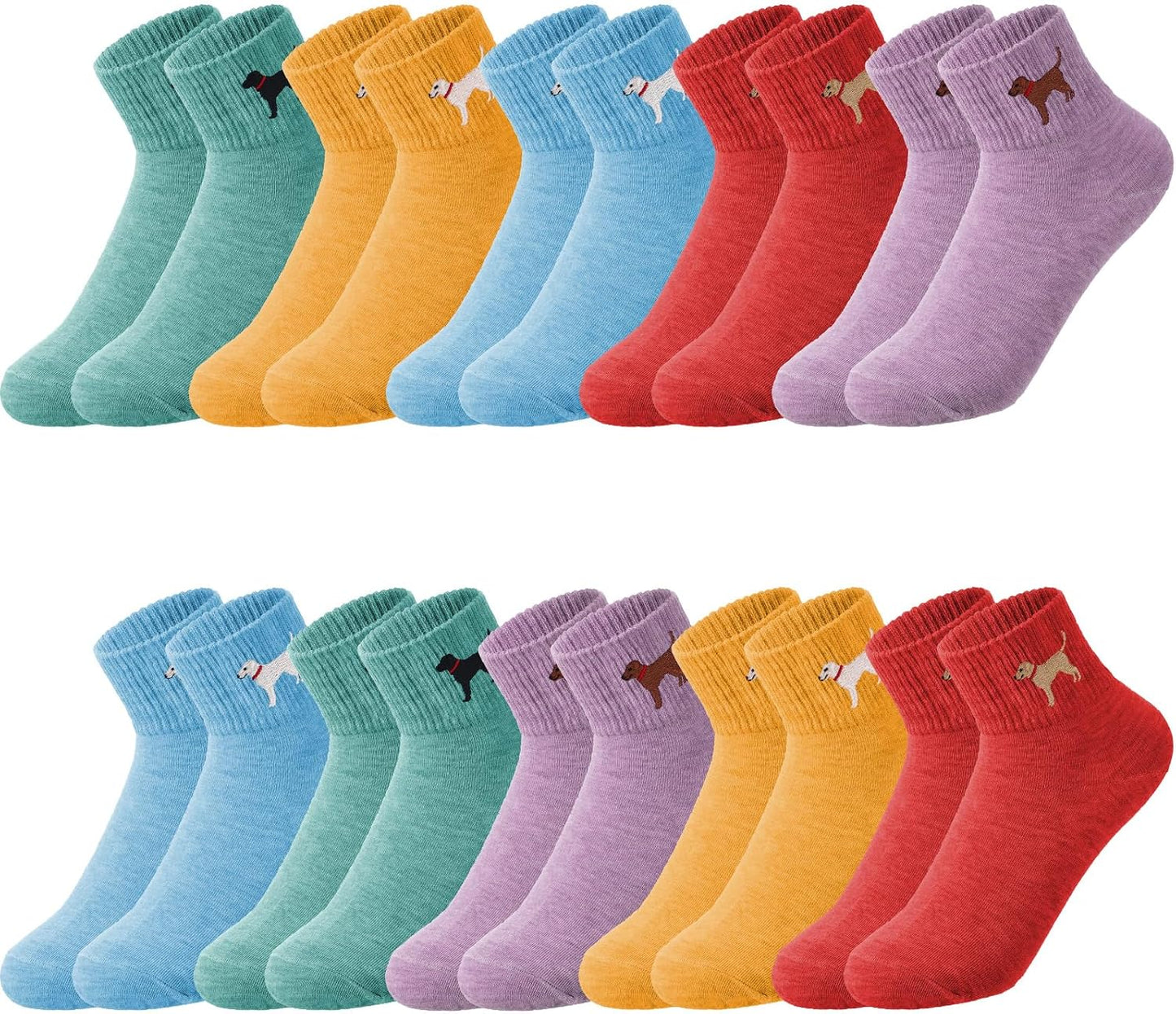 Eurzom 10 Pairs Socks Womens Crew Elastic Ankle Length Cotton Socks Aesthetic Cute Lightweight Low Cut Gifts for Women - Colors B