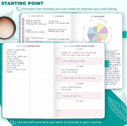 Clever Fox Self-Care Journal for Women, Daily Planner 5.8x8.3 Aquamarine