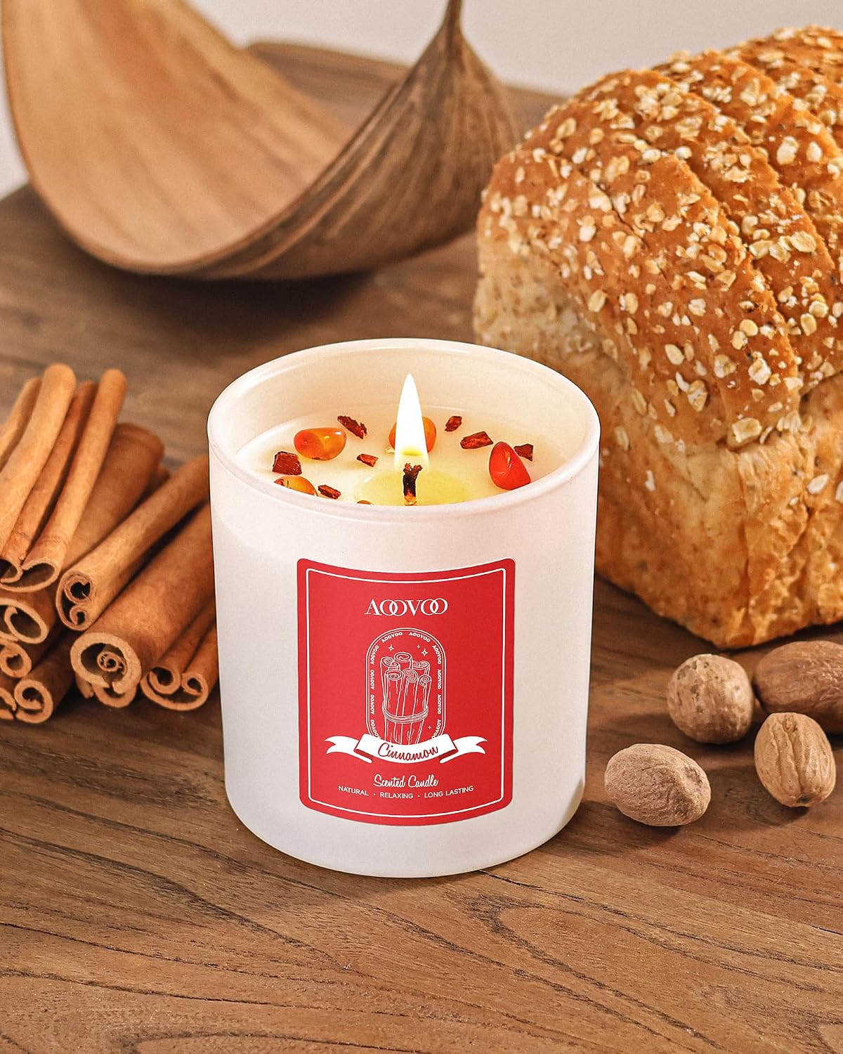 AOOVOO Lavender Scented Candles for Women - Aromatherapy Candle with Crystals Inside, 10oz Soy Candles for Home Scented, Birthday Gifts Mothers Day Candle for Women Mom