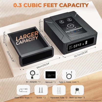 Biometric Safe, Fingerprint Lock & 3‑in‑1 Wireless Charging for Bedside