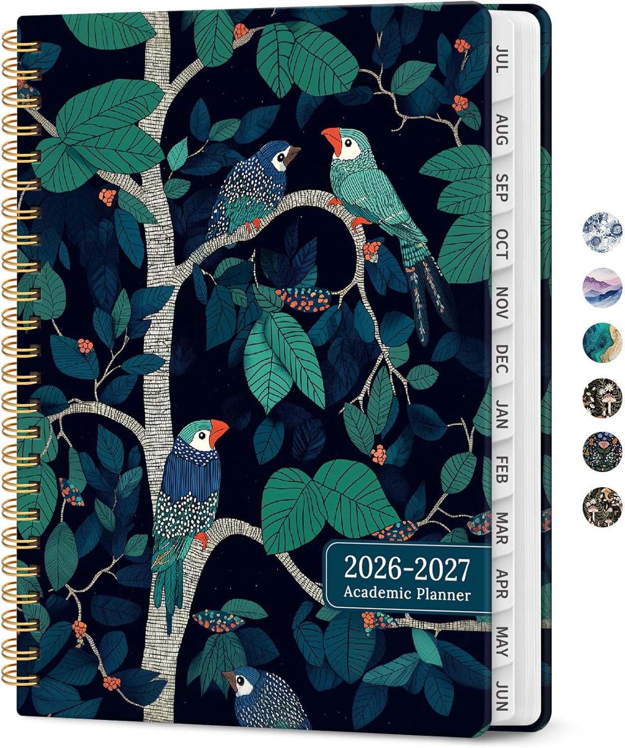 Planner 2026-2027, Academic Monthly and Weekly Calendar Planner for Women, July 2026 - June 2027, Hardcover Pretty Agenda Planner Book with Tabs, Spiral Daily Organizer for School Office Home Supplies, 6.3" x 8.5" - Blue Floral