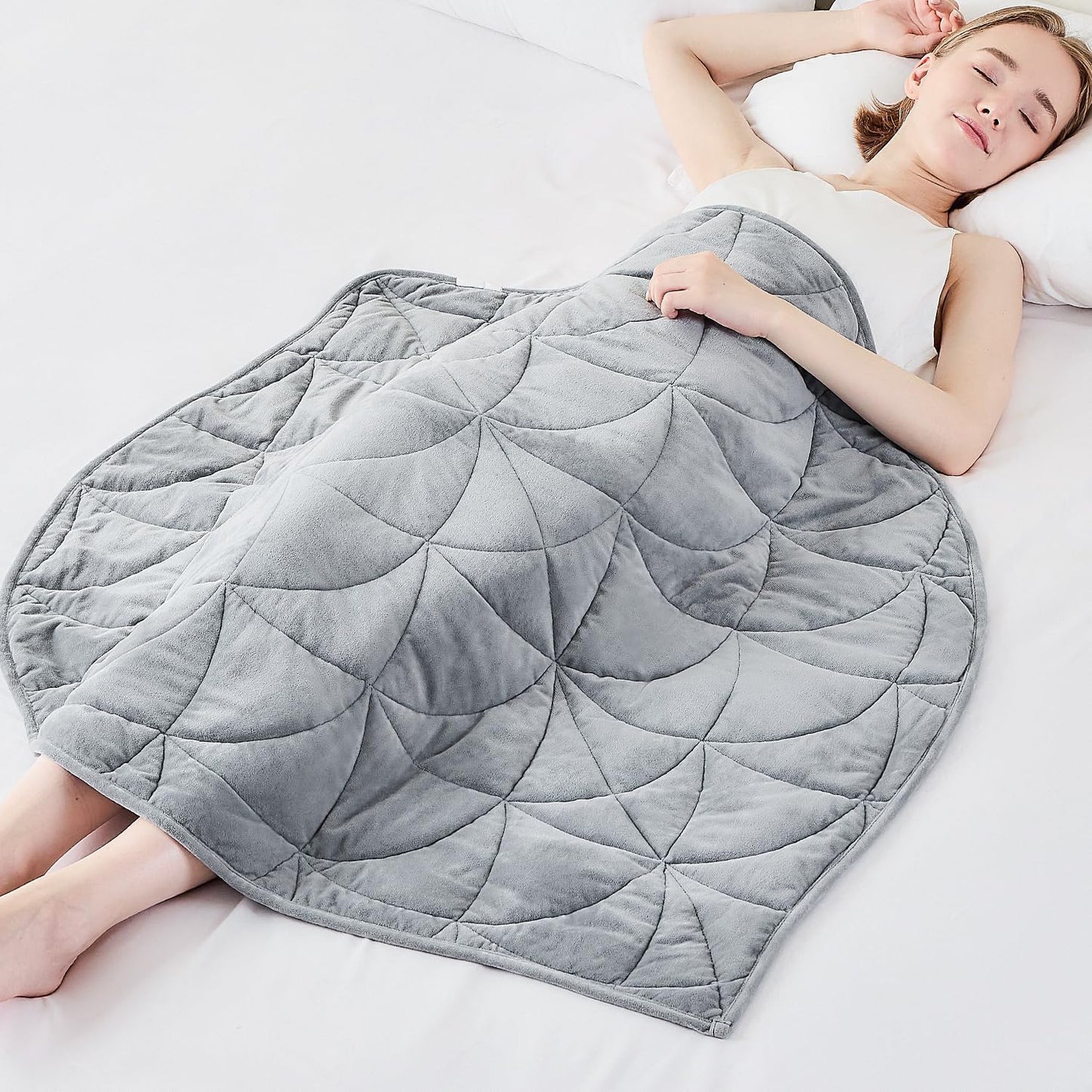 Weighted Lap Blanket 7 lbs for Adults, Luxury Soft Small Weighted Blanket, Compact Portable Weighted Lap Pad for Relaxation, Sleeping, Travel, All-Season Use, Forest Green, 40" x 52"