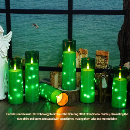 Nimiko Flickering Flameless LED Candles,Battery Operated Candles 24 Pcs with Embedded Star String,Acrylic LED Pillar Candles with Remote,Suitable for Home Decoration to Create an Atmosphere (White)