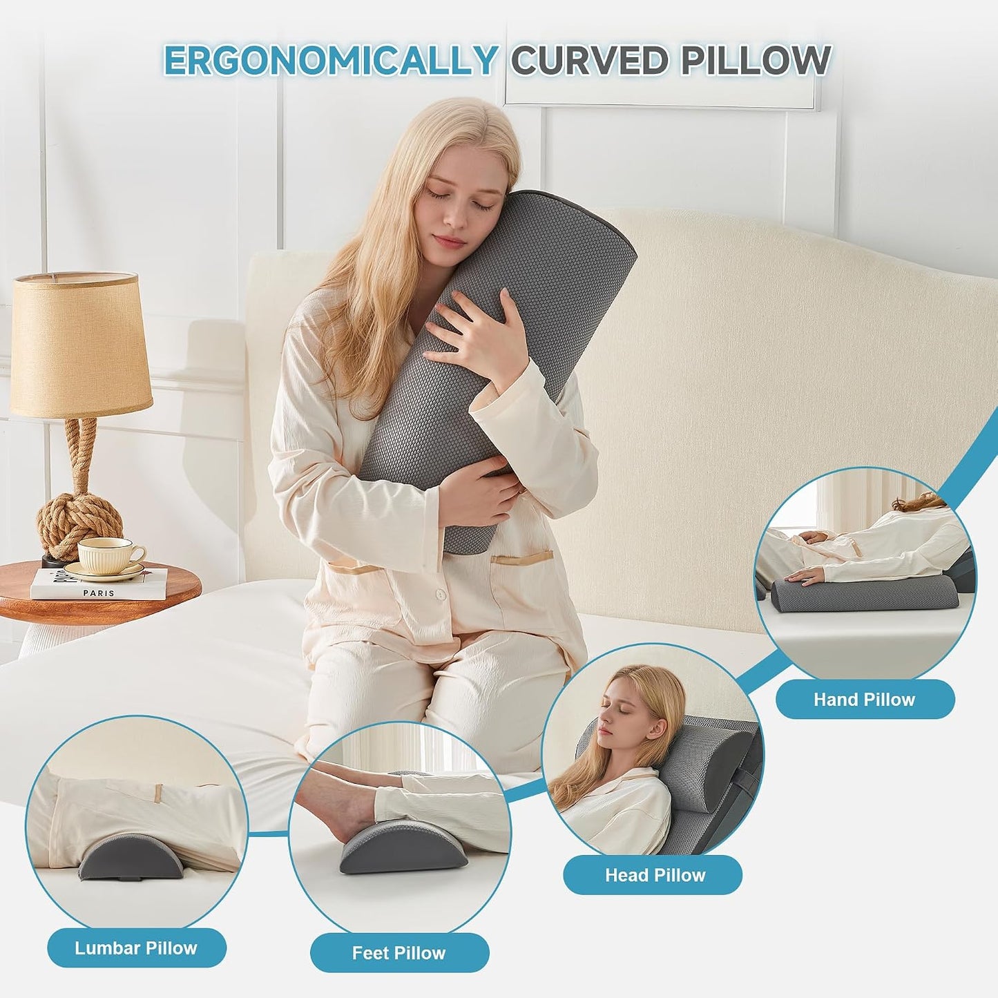 Yojoker 4PCS Orthopedic Bed Wedge Pillow Set for Sleeping, Post Surgery Foam Pillow for Body, Back and Leg Pain Relief, Triangle Adjustable Support Pillow - Acid Reflux, Anti Snoring & GERD Sleeping