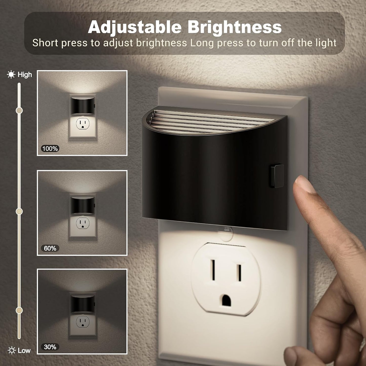 JandCase Night Light, Modern Night Lights Plug into Wall,2 Pack Dusk to Dawn Sensor Nightlight, Amber Brightness Adjustable Nightlight for Kids Bathroom Hallway Kitchen Bedroom Decor