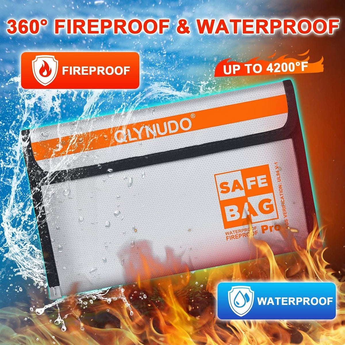Fireproof Document Bag 2-Pack, Document Bag Fireproof Waterproof Pouch