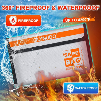 Fireproof Document Bag 2-Pack, Document Bag Fireproof Waterproof Pouch
