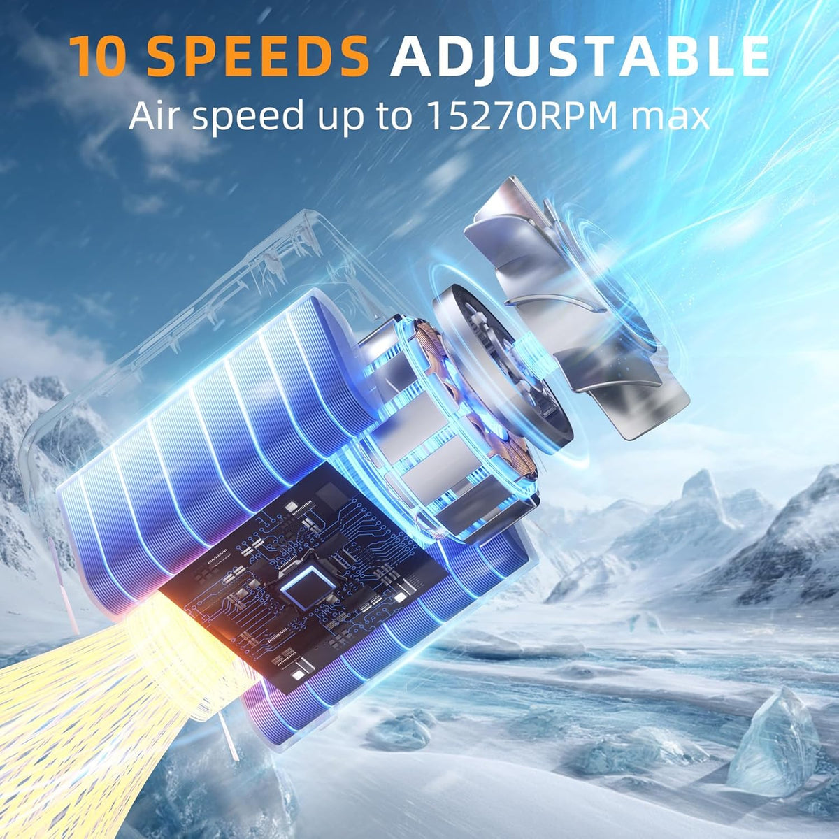 ASNUG Portable Waist Fan Rechargeable, 10000mAh Battery Powered & 45H Runtime, 10-Speed Personal Fan w/Lanyard, Flash Light, LED Display, Clip on Wearable Belt for Jogging Hiking Jobsite Warehouse