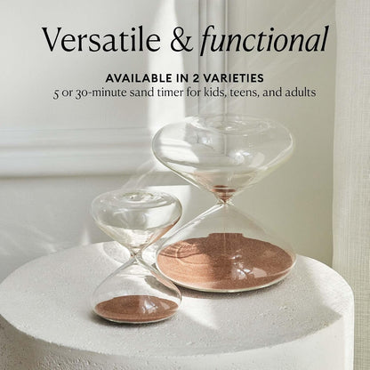 Intelligent Change Mindful Focus 5-Minute Hourglass Sand Timer, Desk Timer for Productivity and Time Management, Minimalist Hourglass Timer, Decorative Gifts, 3.3 (L) x 2.9 (W) inches