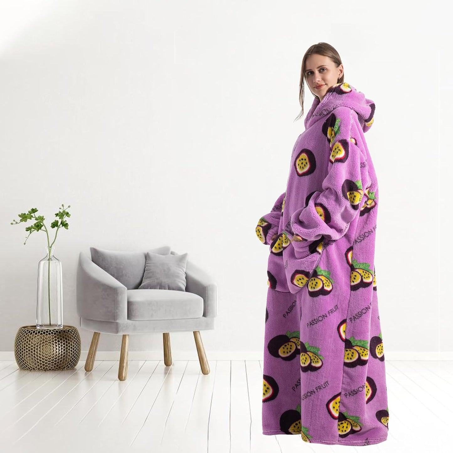 Capecage Blanket Hoodie, Long Hooded Blanket Sweatshirt as Birthday Gifts for Women Men, Long Wearable Blanket for Women Men.