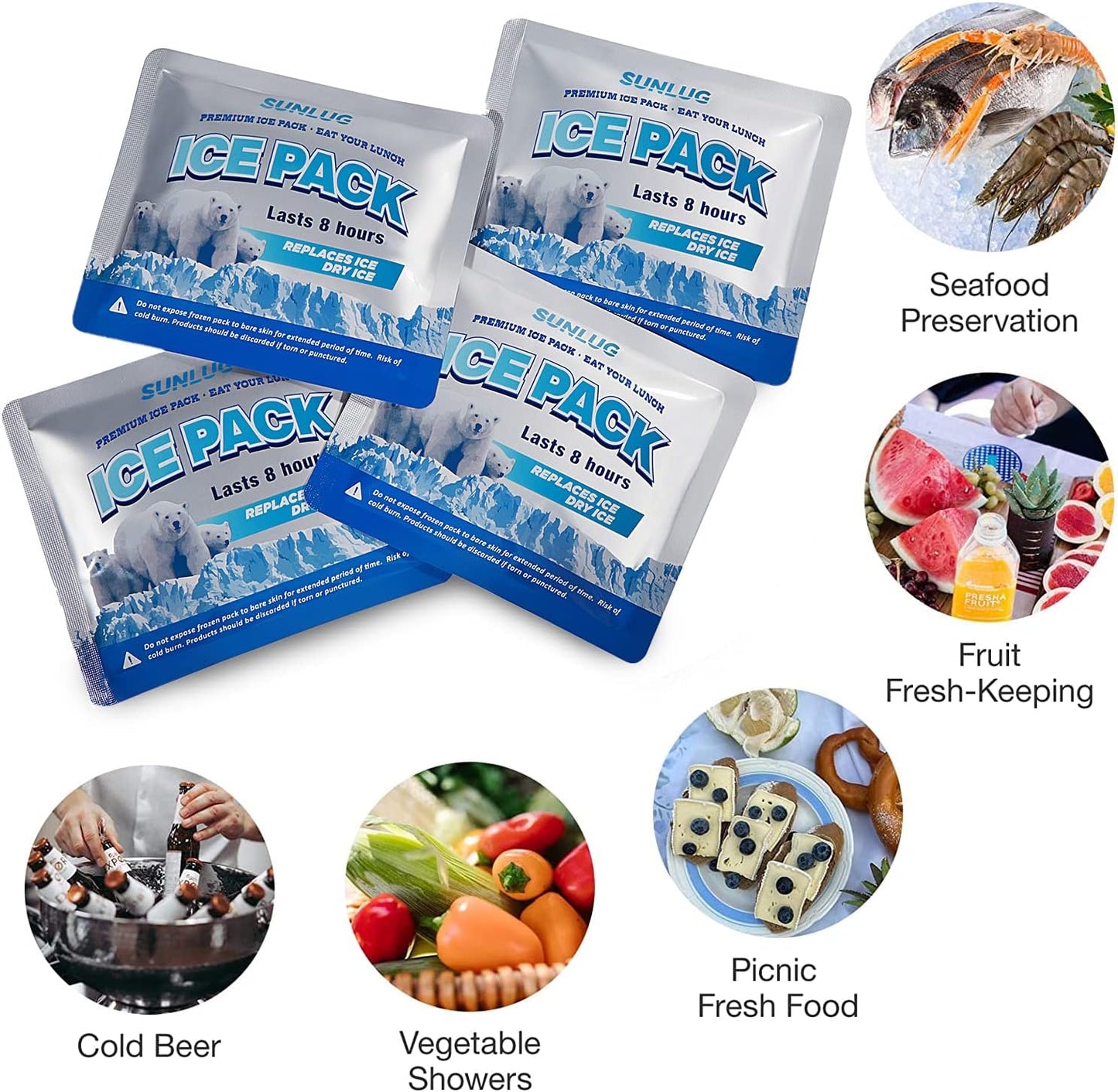 Cooler Ice Packs Reusable Ice Packs for Coolers Long Lasting Freezer Packs for Cooler Bag, Lunch Bags, Cooler Backpacks