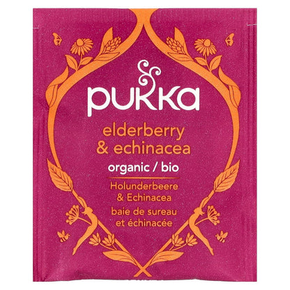 Pukka Elderberry & Echinacea Organic Herbal Tea, Perfect for Wellness Support, Caffeine Free, 20 Total Tea Bags