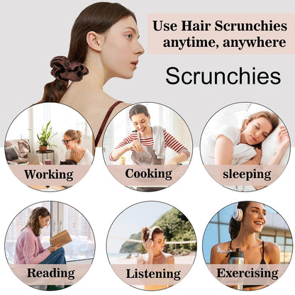16 Pcs Scrunchies for Women - Black Satin Silk Scrunchies for Girls Hair Ties Elastics Bands Ponytail Holder Hair Accessories