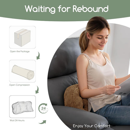 HIGOGOGO Lumbar Support Pillow for Recliner Chair/Accent Chair/Couch/Office Chair, Tufted Corduroy Back Support Cushion for Elderly, Recliner Cushions for Back Rest, Pain Relief, Reading, Brown