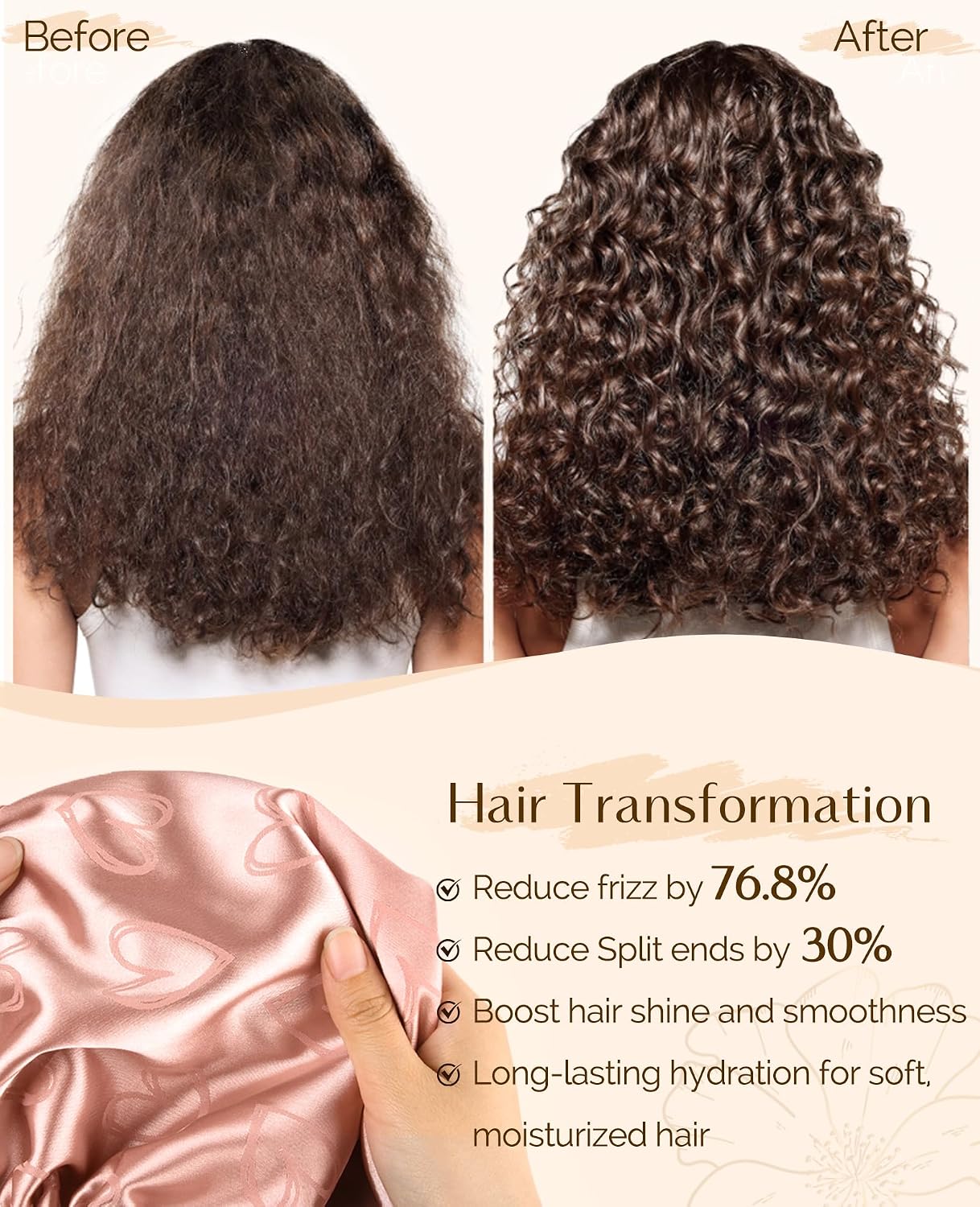 YANIBEST Silk Bonnet Satin Bonnet for Sleeping Women Men, Adjustable Double Layer Hair Bonnet for Curly Braids Reduce Frizz