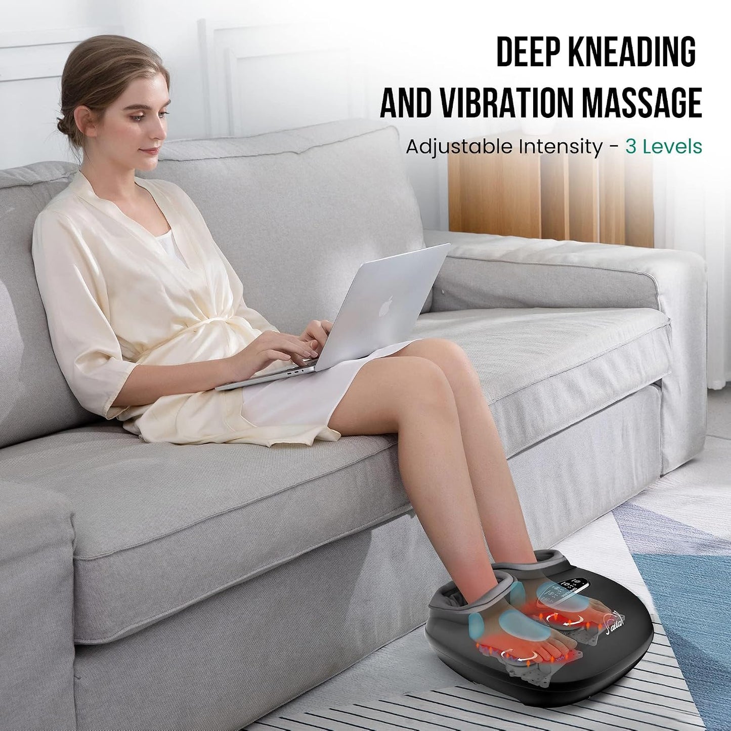 Snailax Shiatsu Foot Massager with Heat, FSA Eligible, Kneading, Compression, Vibration, Feet Massage Machine for Plantar Fasciitis, Neuropathy, Foot Warmer, Gifts for Women Men,Size 13