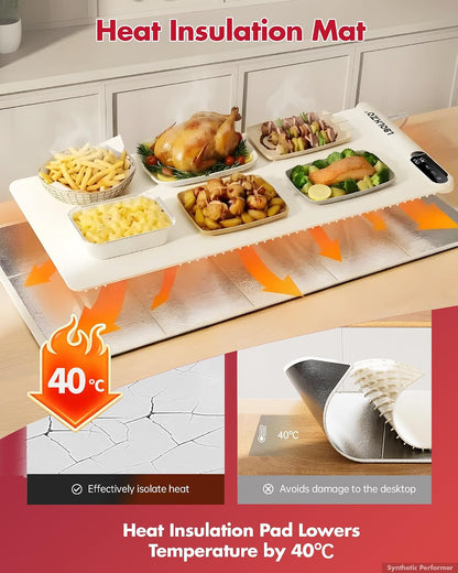 Warming Mat For Food Extra Large 36"x16" 580W Food Warming Mat With Heat Resistant Pad,Chafing Dishes for Buffet 6 Temp 6 Hour,Roll Up Food Warmers for Parties Buffet for Catering Gatherings