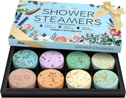 Shower Steamers Aromatherapy Birthday Gifts for Women - 8 Pack Shower Bombs with Natural Essential Oils, Self Care Relaxation Home Spa, Basket Stuffers White Elephant Gifts for Women Mom Wife Teens